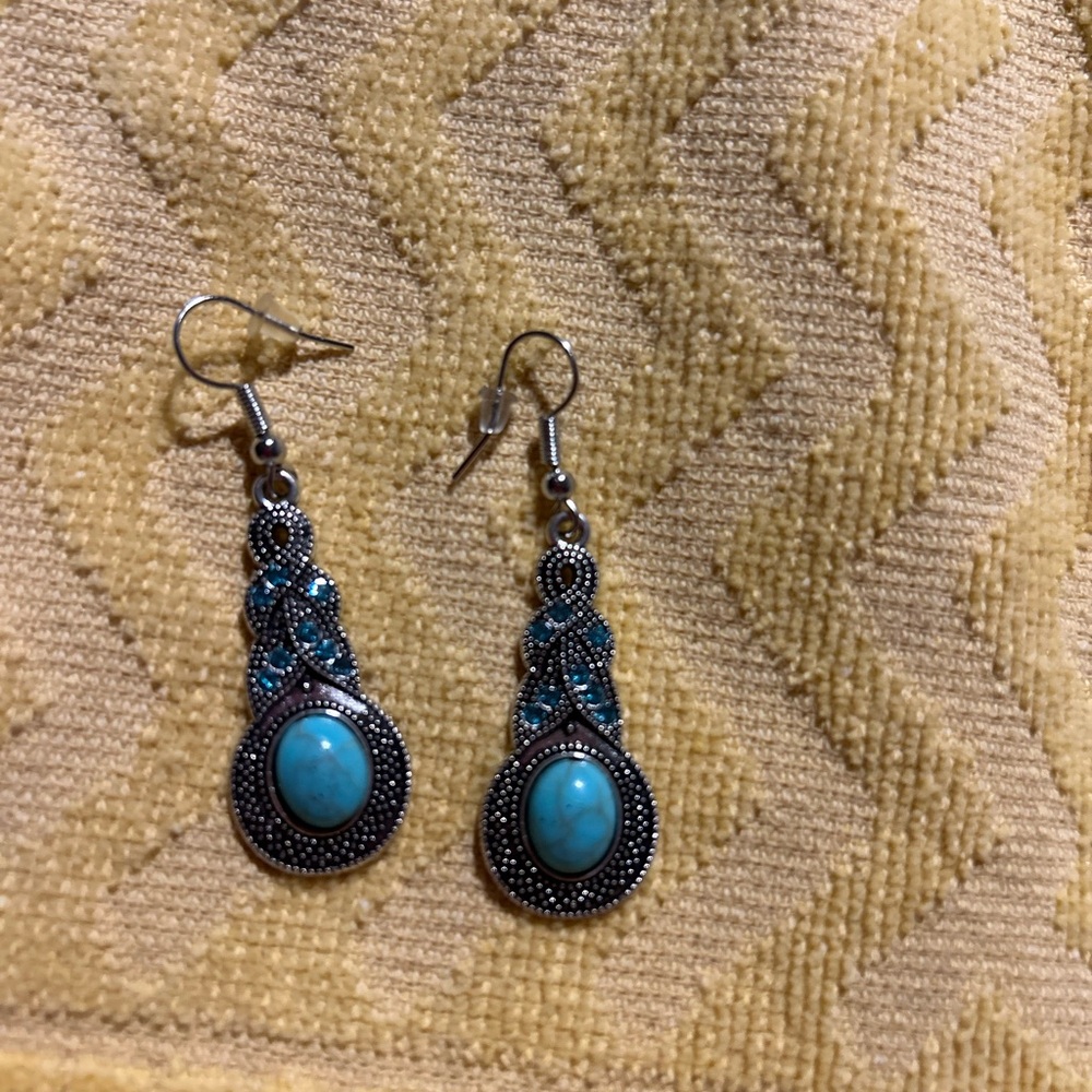 Turquoise Teardrop Dangle Earrings - Women Jewelry